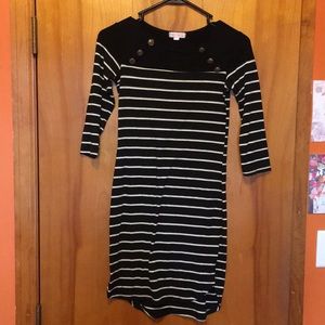Black and white striped bodycon dress